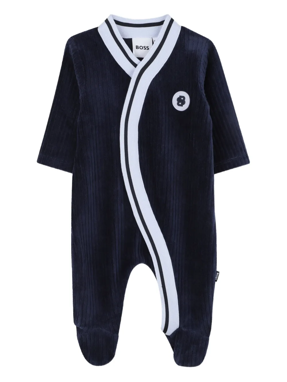 BOSS Kidswear Twee geribbelde rompers Blauw