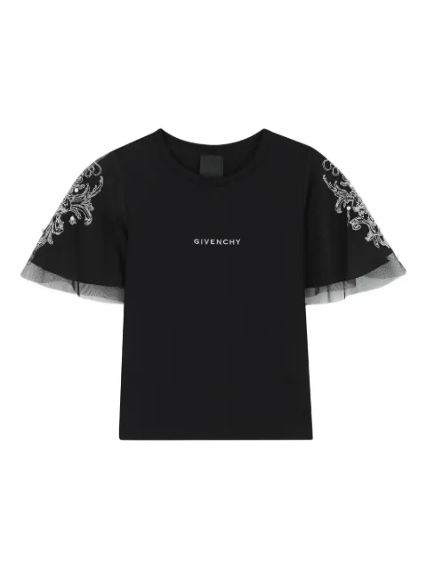 Givenchy Kids Besticktes T-Shirt mit Tüllärmeln