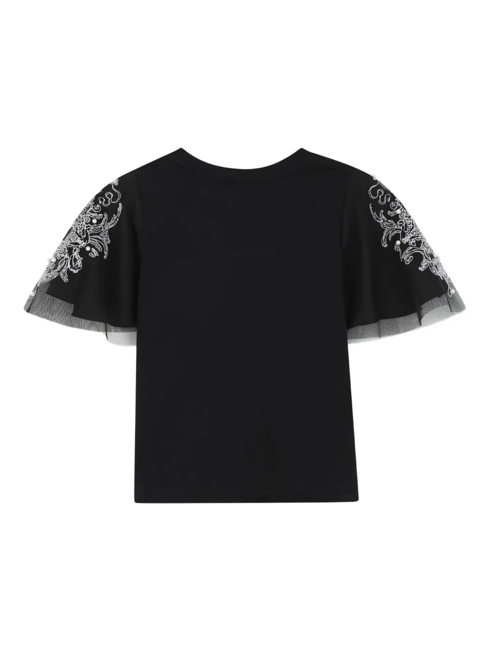 Givenchy Kids T-shirt met tulen mouwen en borduurwerk Zwart