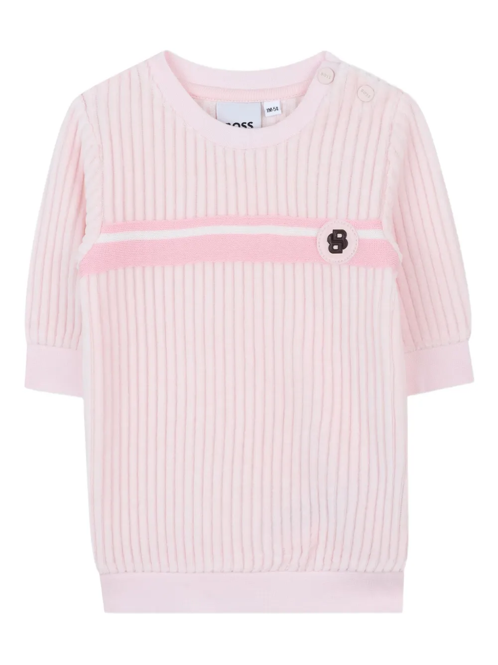 BOSS Kidswear Geribbelde sweaterjurk Roze