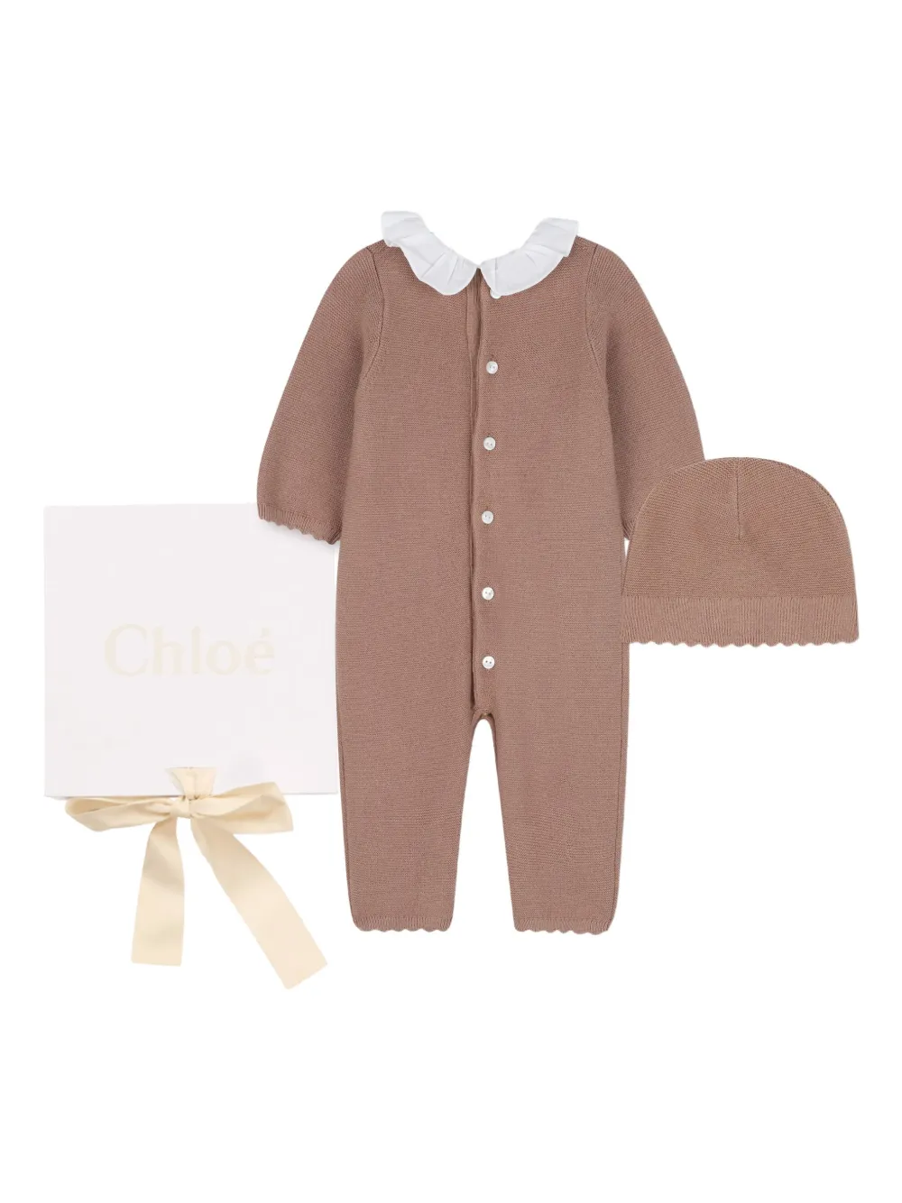 Chloé Kids Babypakje set met geborduurd logo Bruin