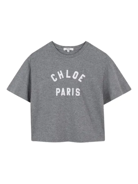 Chloé Kids logo-print cropped T-shirt