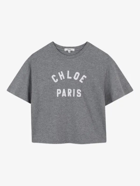 Chloé Kids logo-print cropped T-shirt