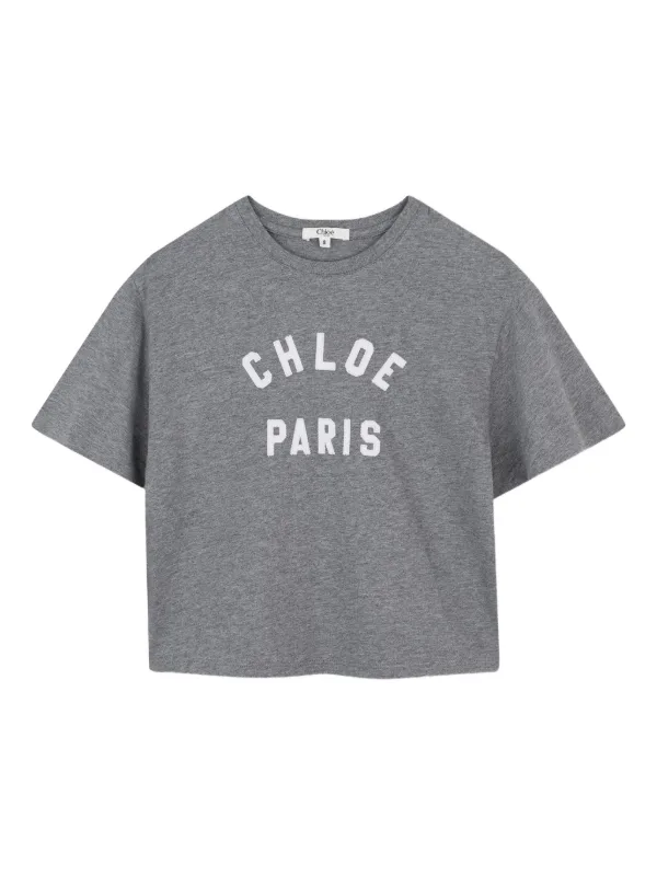 Chloé Kids クロップド Tシャツ | グレー | FARFETCH JP