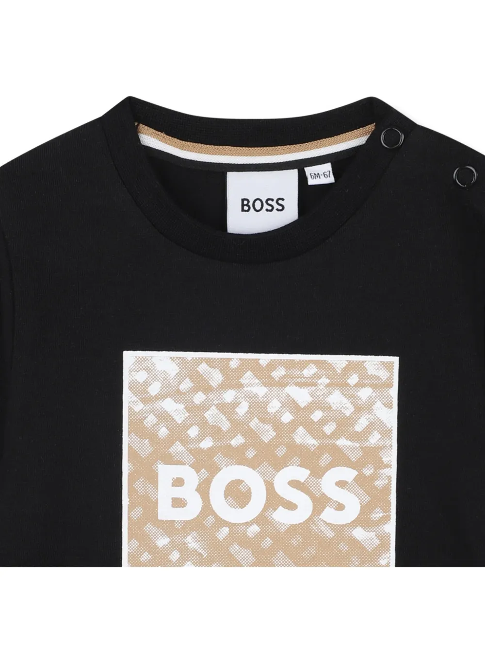 BOSS Kidswear Top met lange mouwen en grafische logoprint Zwart