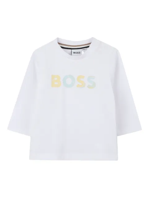 BOSS Kidswear توب بأكمام طويلة وطبعة شعار الماركة