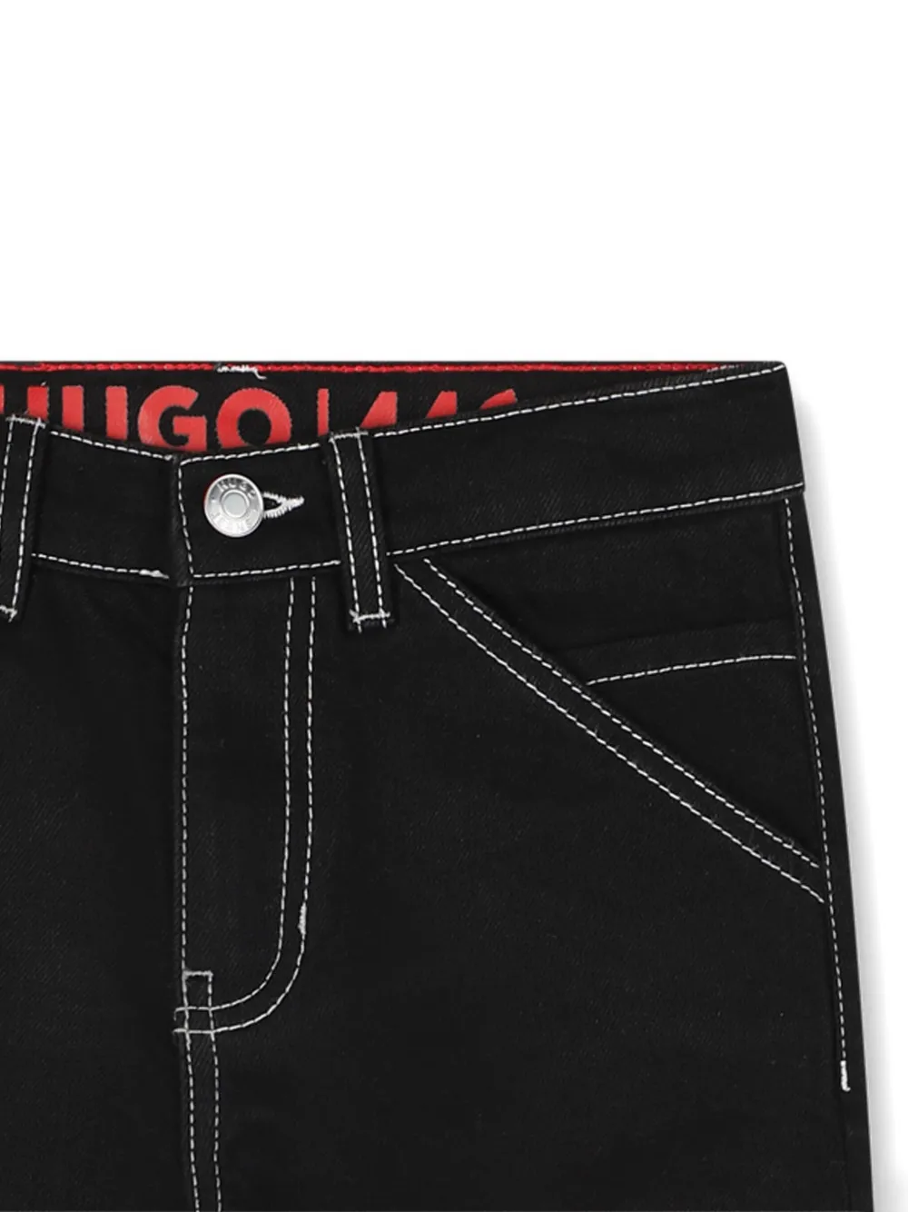 HUGO KIDS Jeans met contrasterende stiksels Zwart