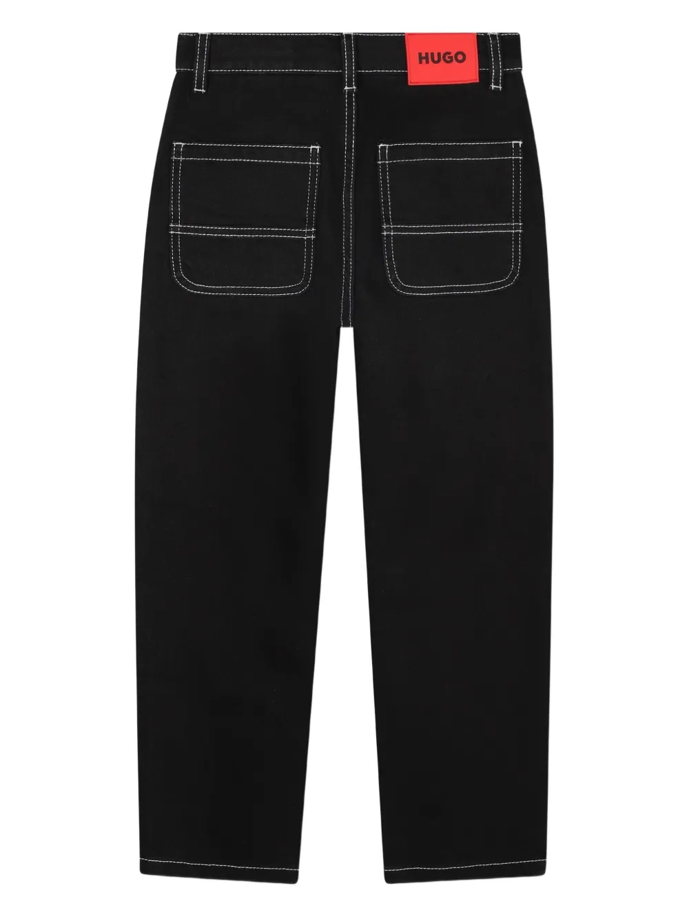 HUGO KIDS Jeans met contrasterende stiksels Zwart