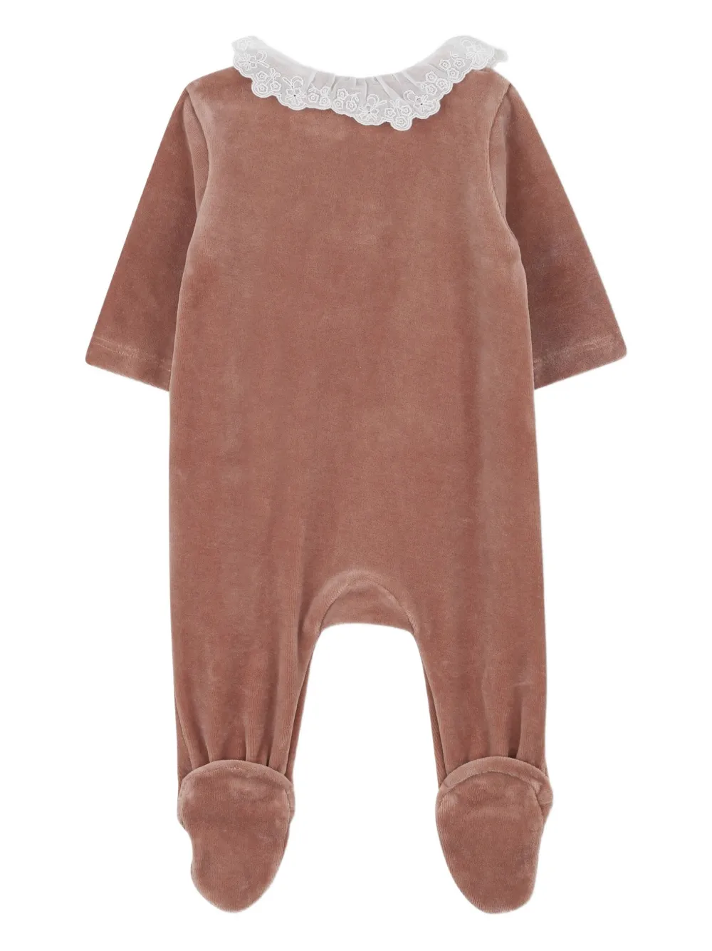 Chloé Kids Fluwelen pyjama met kanten kraag Roze