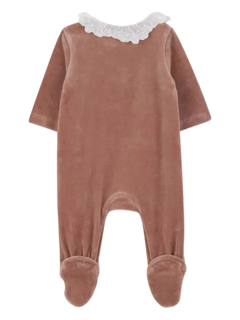 Chloé Kids lace-collar velvet pyjamas