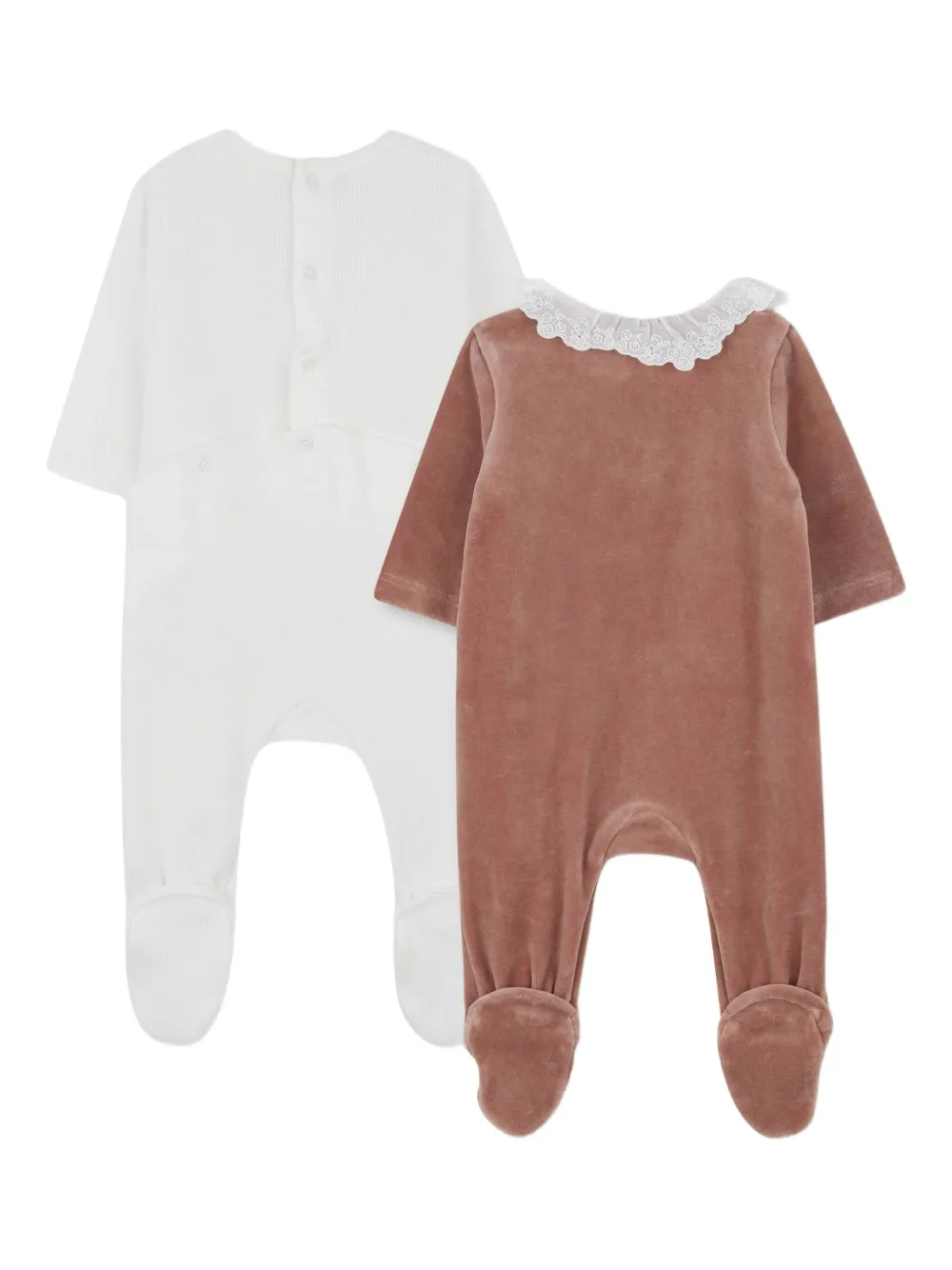 Chloé Kids Fluwelen pyjama met kanten kraag Roze