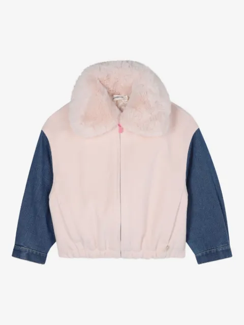 Billieblush faux-fur collar denim-sleeves jacket