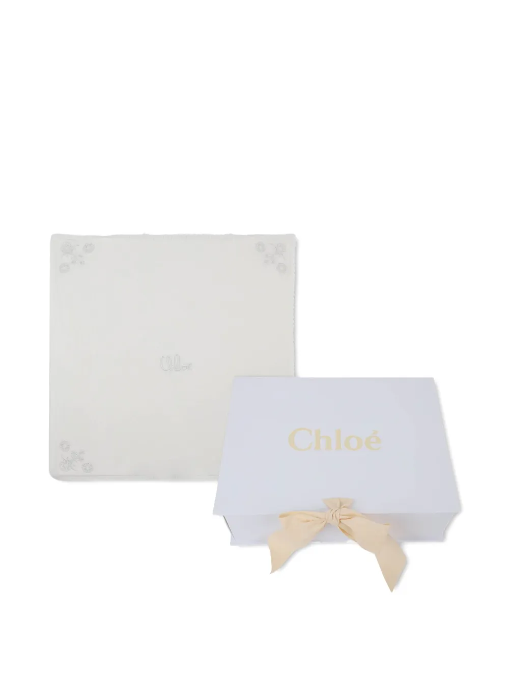 Chloé Kids Deken met geborduurd logo Beige