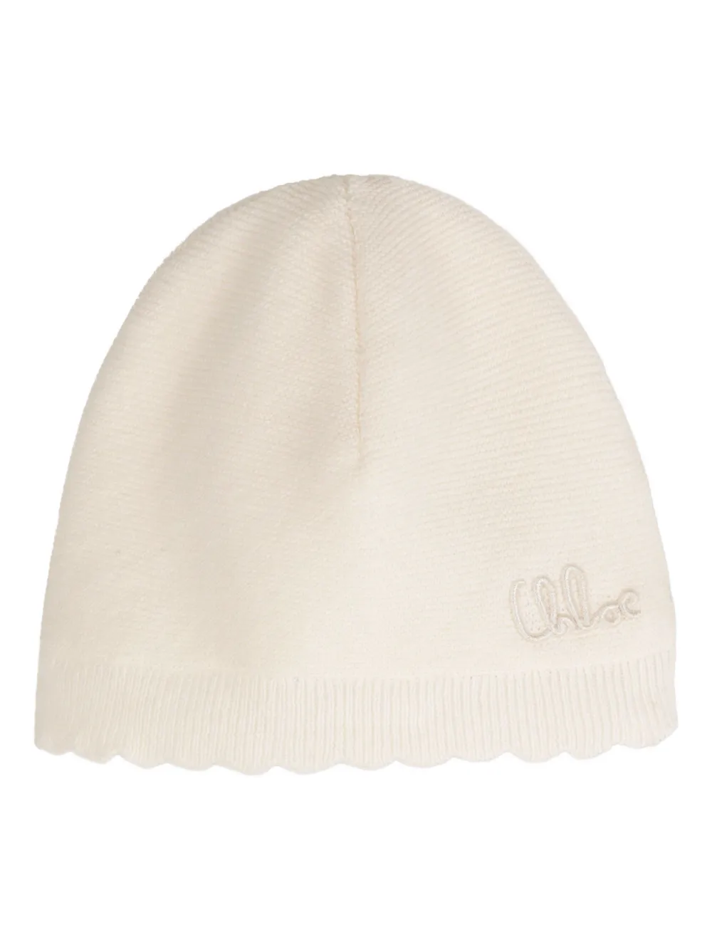 Chloé Kids Gebreide muts met gewelfde afwerking Beige