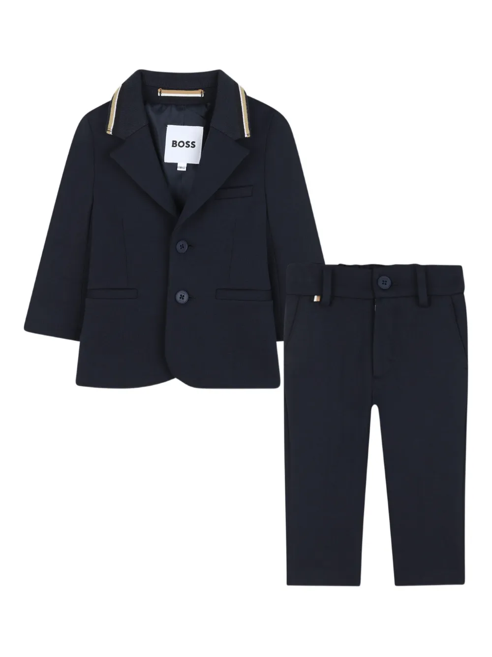BOSS Kidswear Blazer en broek met contrasterende afwerking Blauw