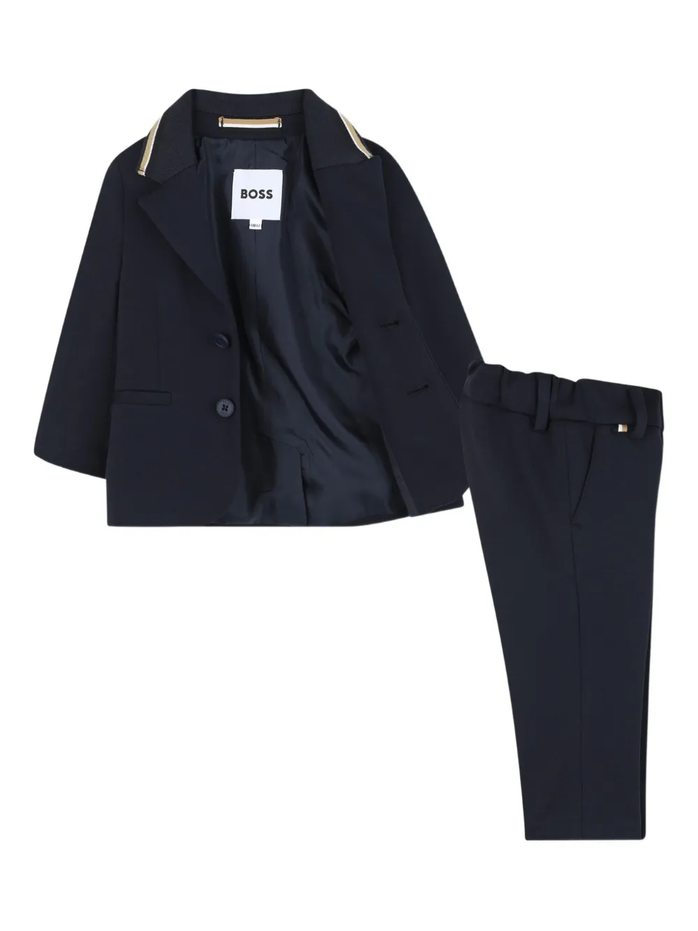 BOSS Kidswear Blazer en broek met contrasterende afwerking Blauw