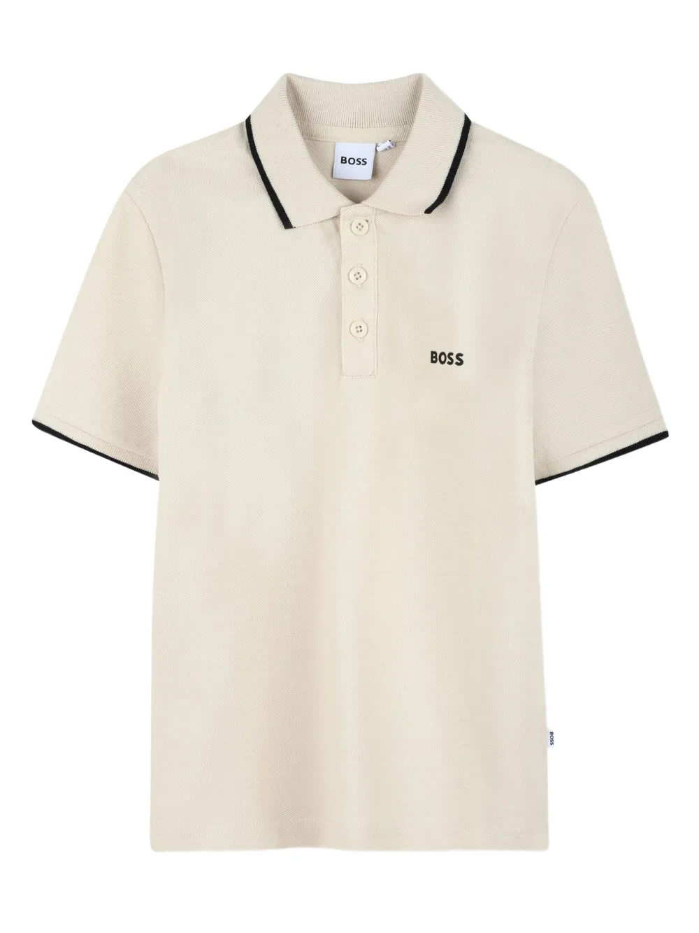 BOSS Kidswear Poloshirt met korte mouwen en logodetail Beige