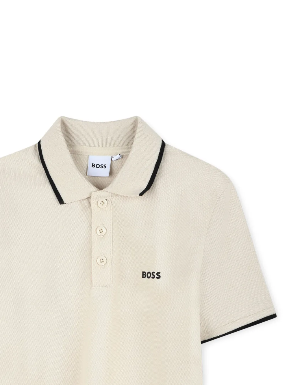 BOSS Kidswear Poloshirt met korte mouwen en logodetail Beige