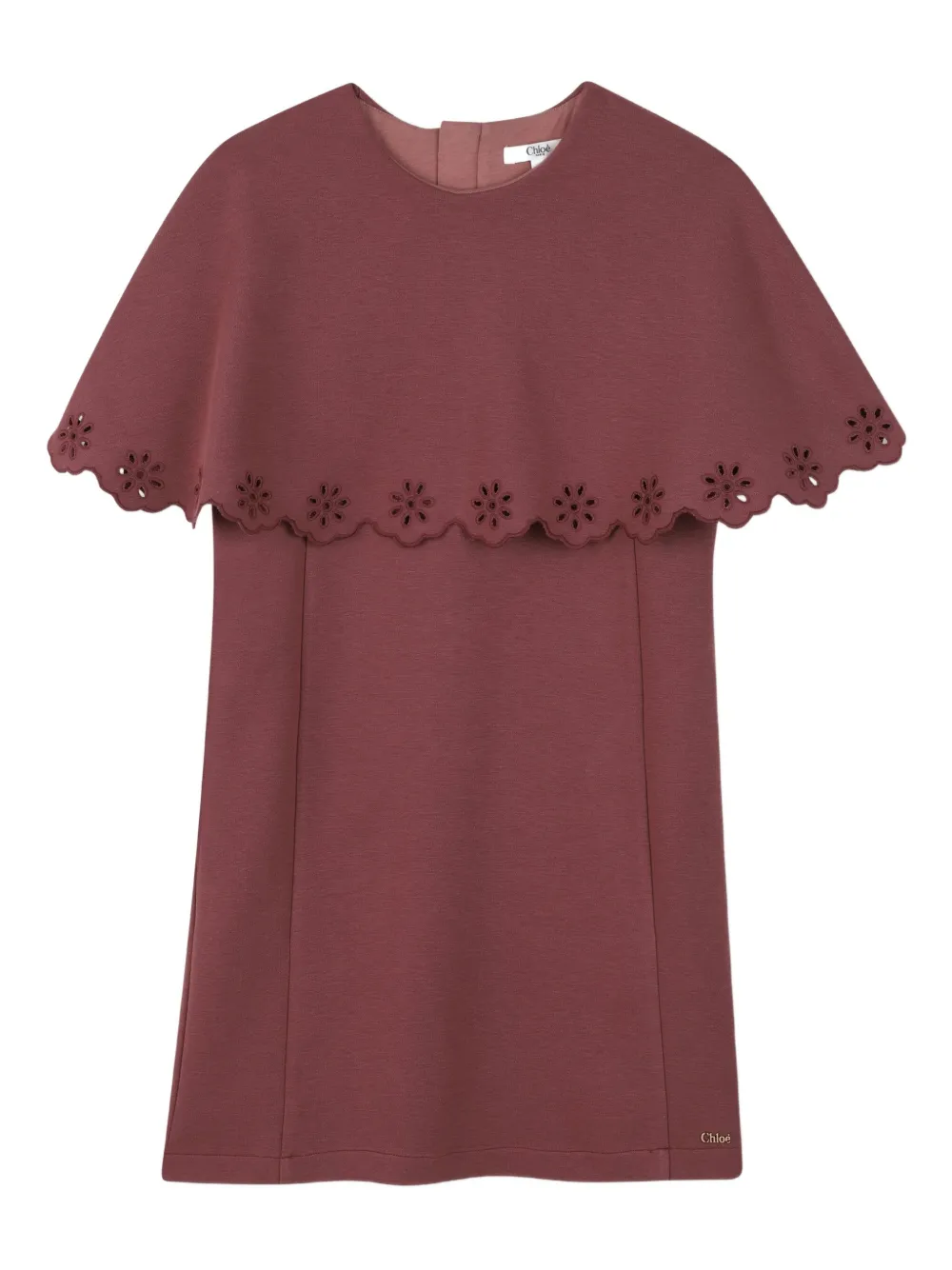 Chloé Kids Jurk met afwerking van ringlets en cape Rood