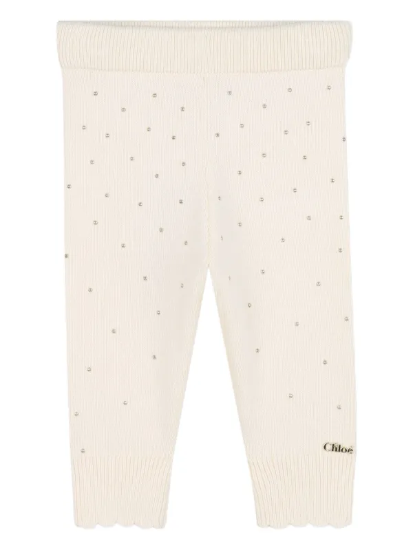 Chloé Kids scalloped-hem Leggings Neutrals FARFETCH ID