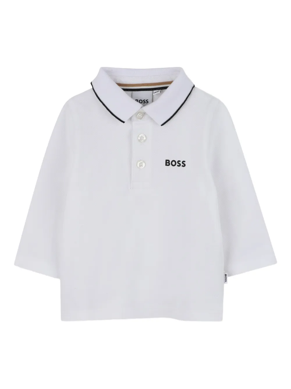 BOSS Kidswear Poloshirt met lange mouwen en logo Wit