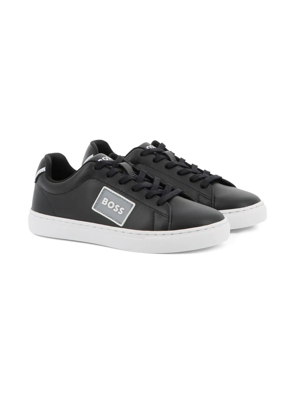 BOSS Kidswear Leren sneakers Zwart