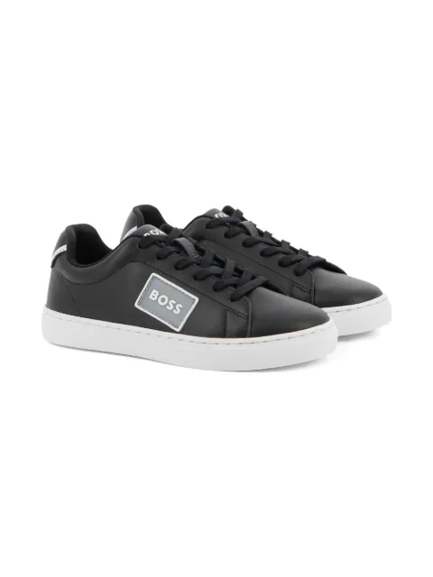 BOSS Kidswear logo-patch leather sneakers