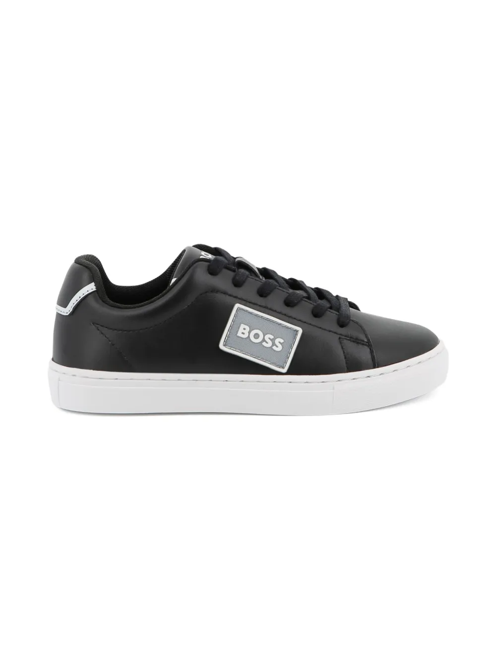 BOSS Kidswear logo-patch leather sneakers Black