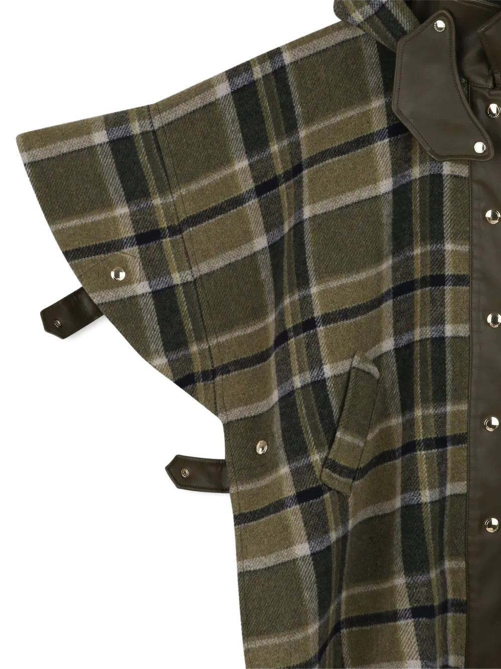 Chloé Kids Geruite cape met capuchon Groen