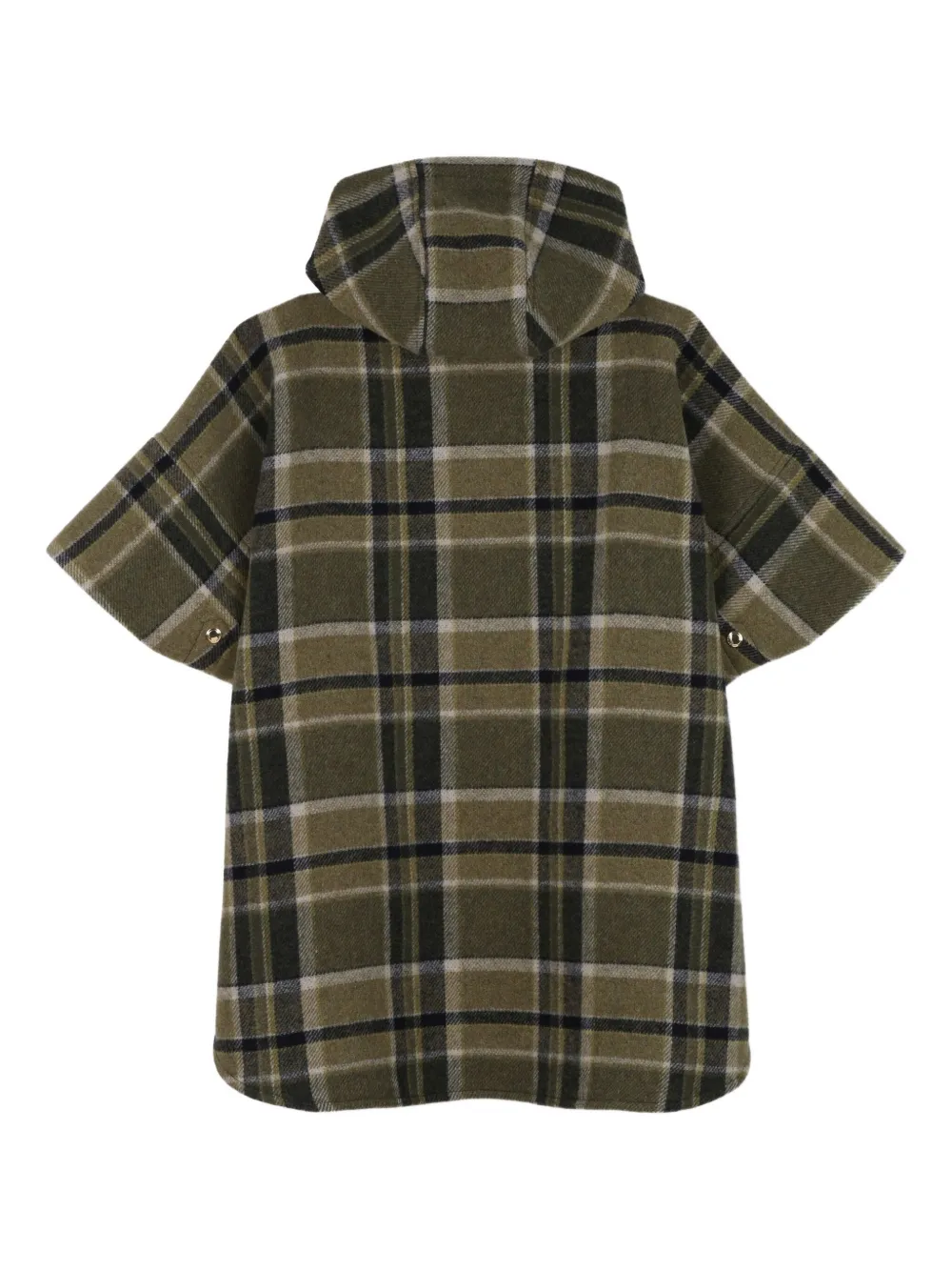 Chloé Kids Geruite cape met capuchon Groen