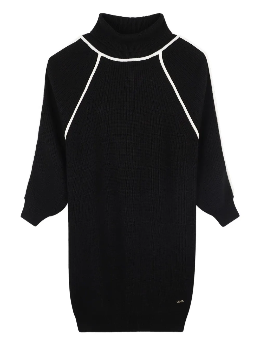 BOSS Kidswear Geribbelde jurk met hoge hals Zwart