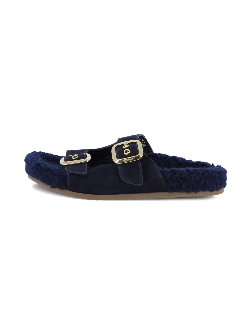Chloé Kids suede double-buckle sandals Blue