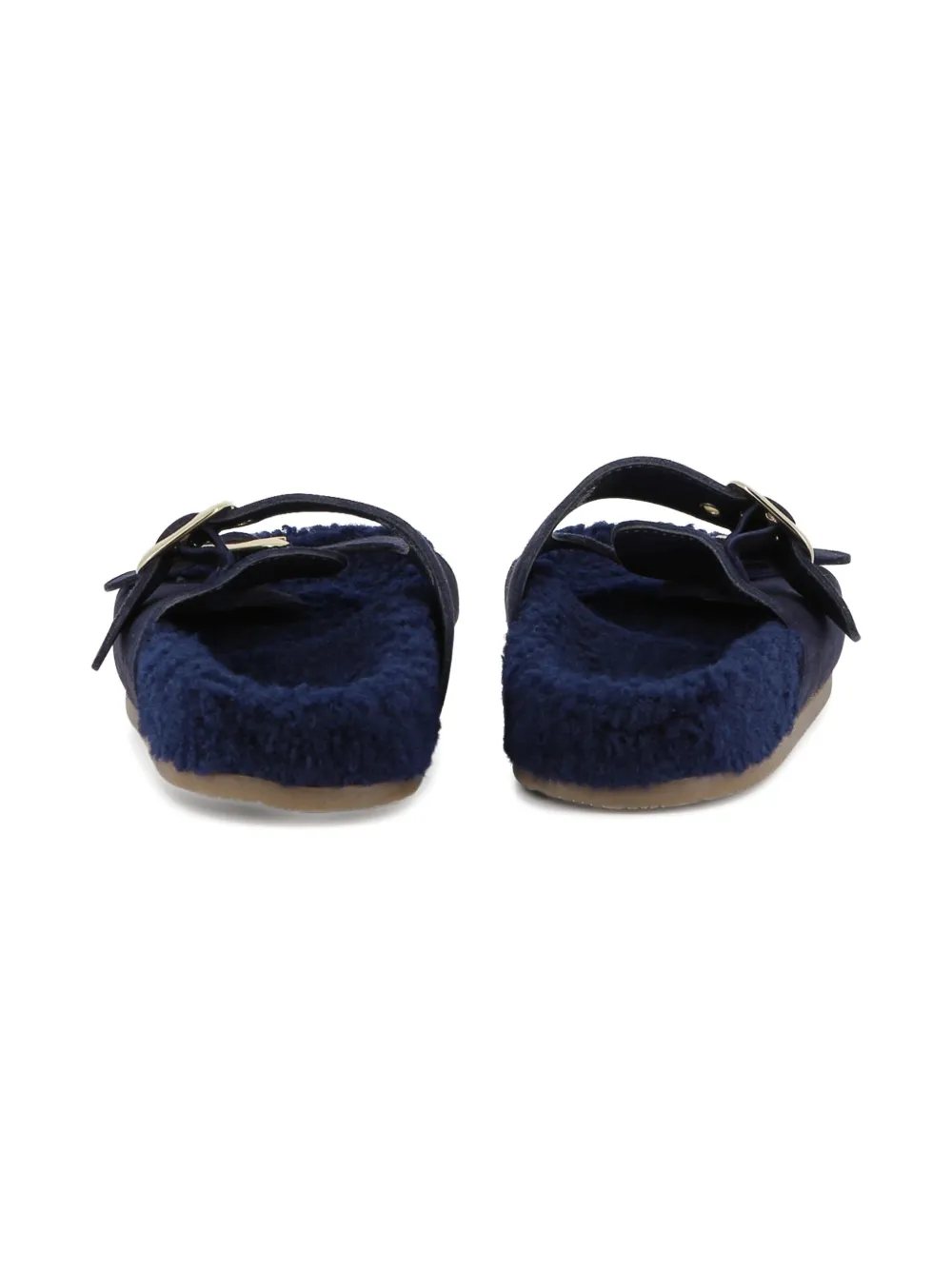 Chloé Kids suede double-buckle sandals Blue