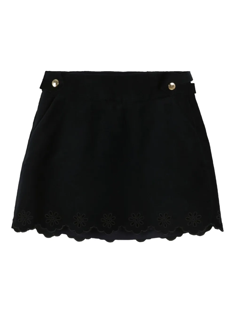 Chloé Kids Rok met gewelfde afwerking en geborduurde bloe Blauw