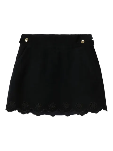 Chloé Kids scalloped-hem floral-embroidered skirt