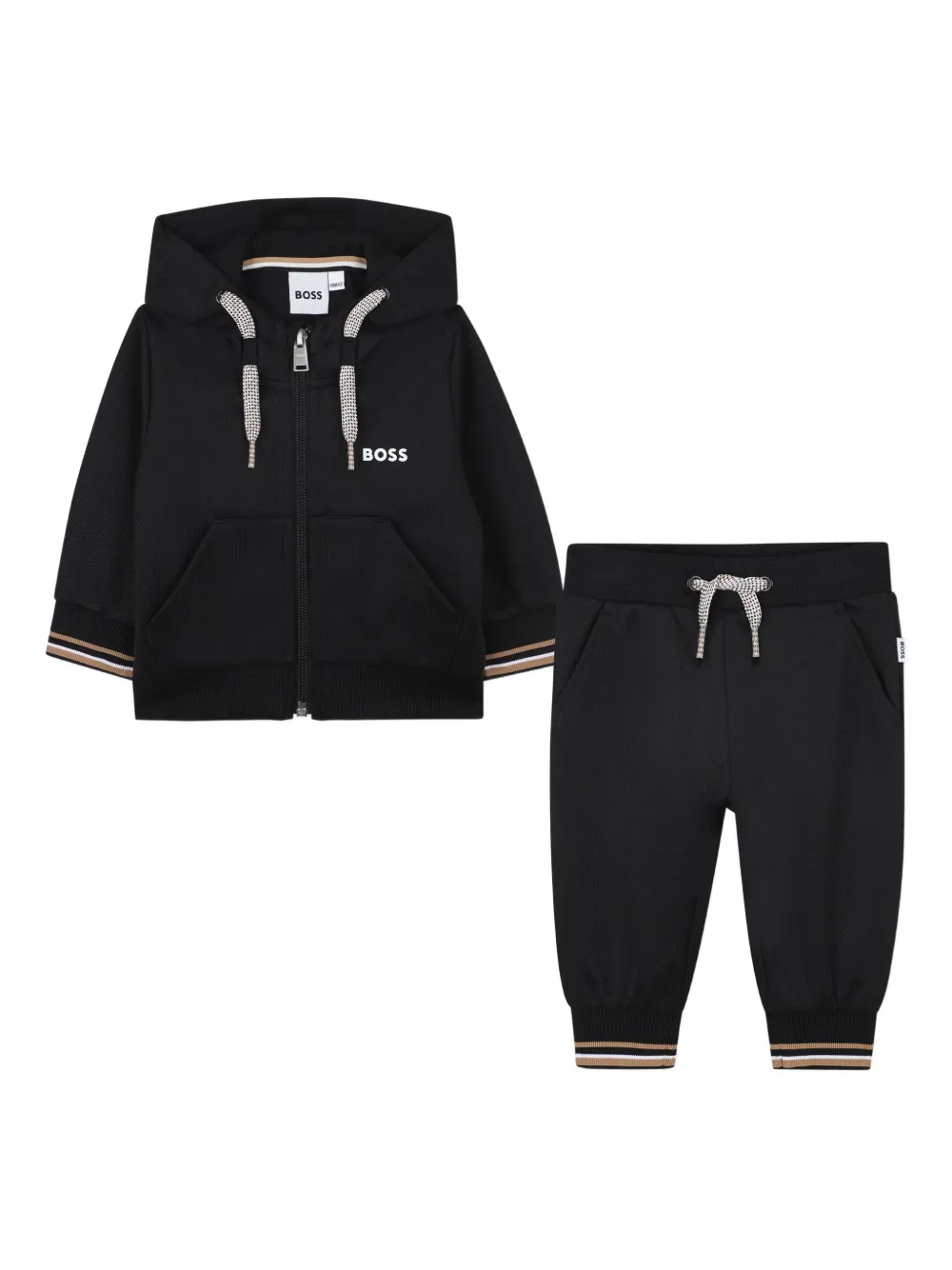BOSS Kidswear Trainingspak met capuchon en rits Zwart