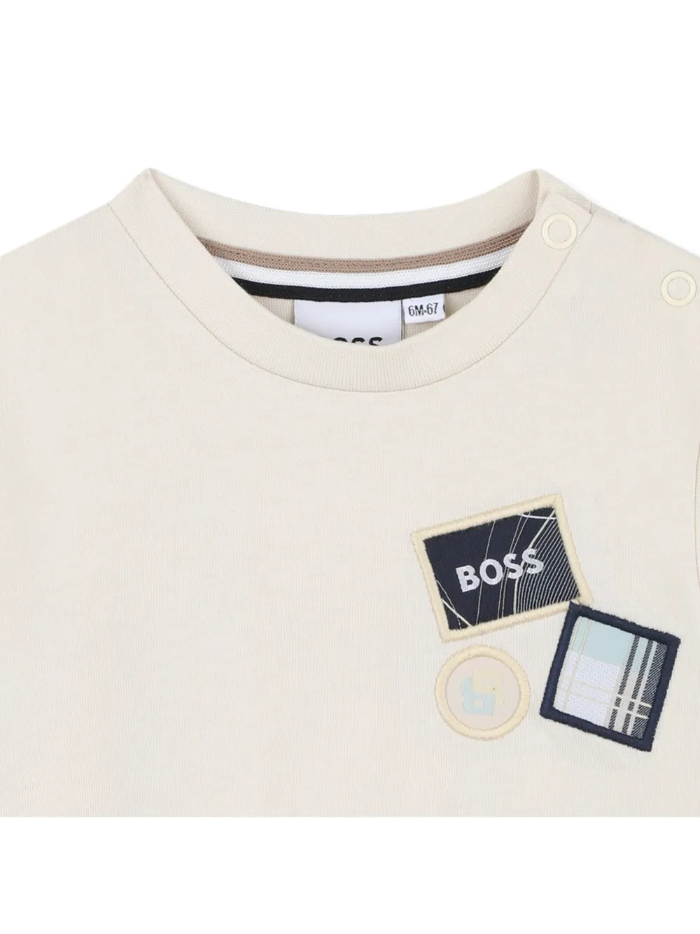 BOSS Kidswear T-shirt verfraaid met patch en lange mouwen Beige