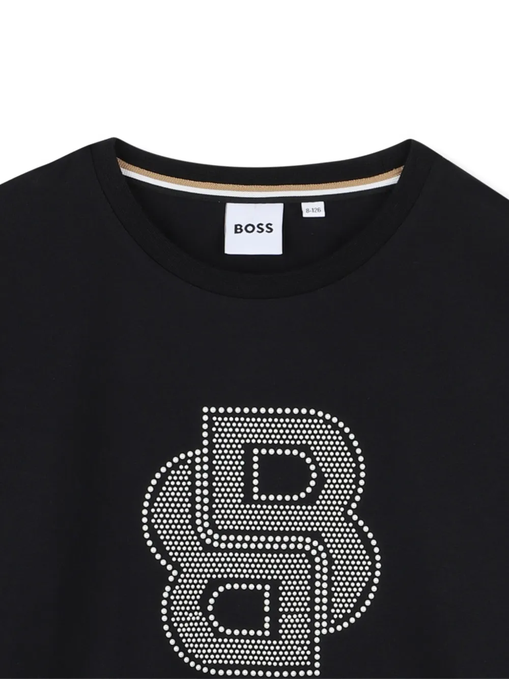 BOSS Kidswear Top met pofmouwen verfraaid met stras Zwart