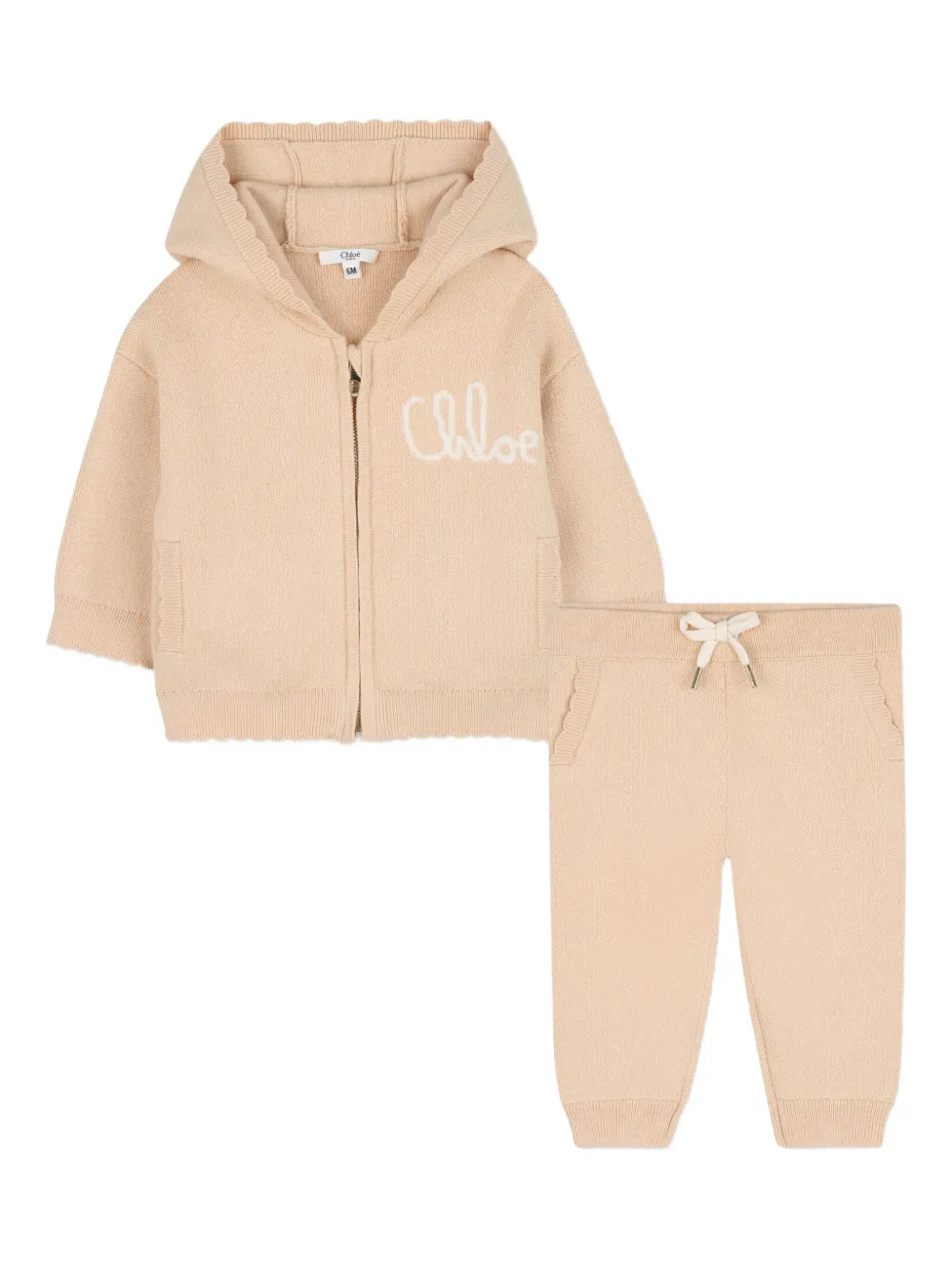 Chloé Kids Trainingspak met capuchon en rits Beige