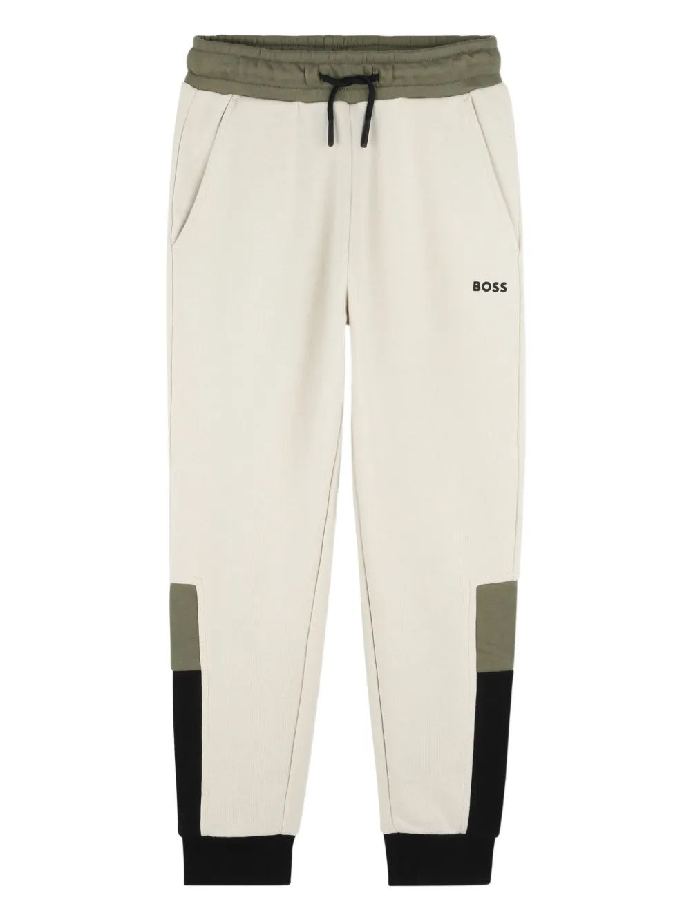 BOSS Kidswear Trainingsbroek met vlakken Beige