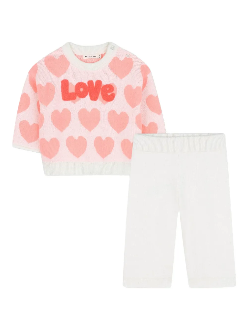 Billieblush Trui en broek met hartpatroon Wit