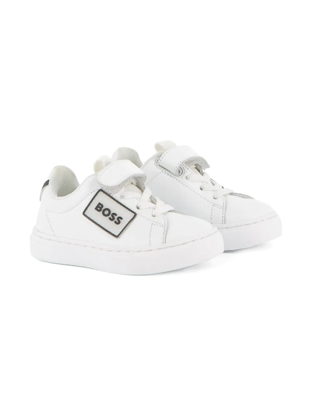 BOSS Kidswear leather sneakers White