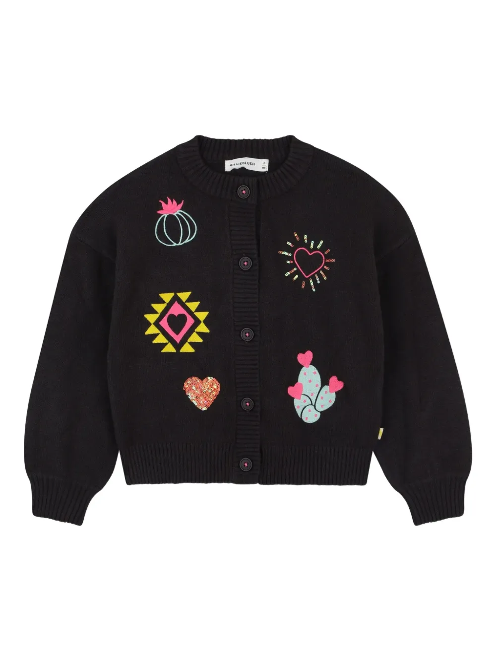 Billieblush Kids' Embroidered-motifs Cardigan In Black