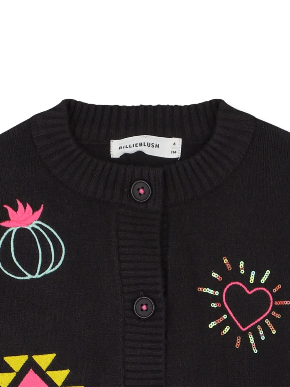 Billieblush Embroidered-motifs Cardigan In Black
