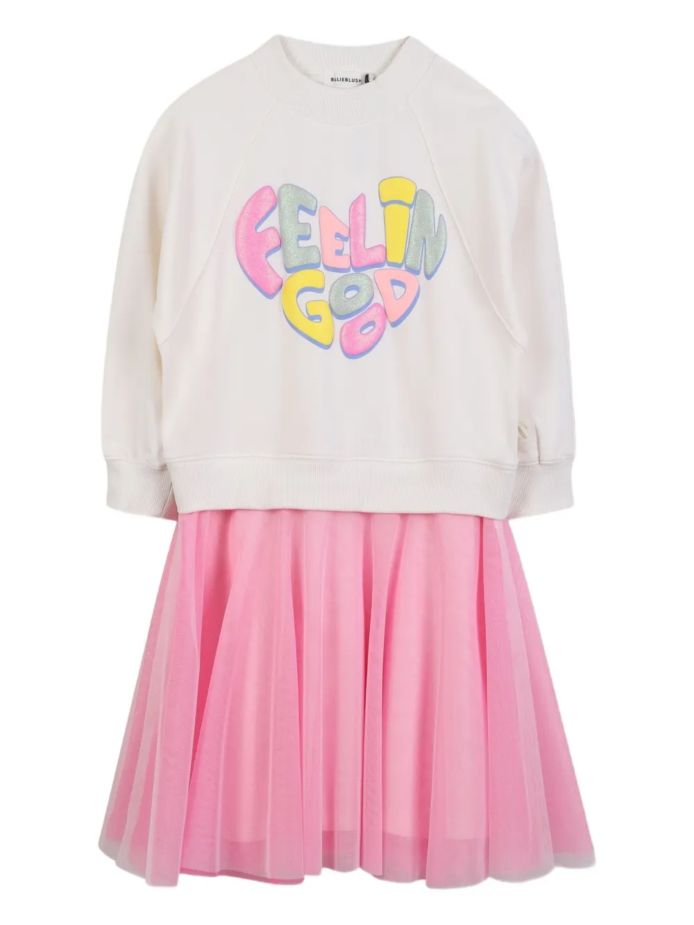 Billieblush Tulen jurk met tekst Wit