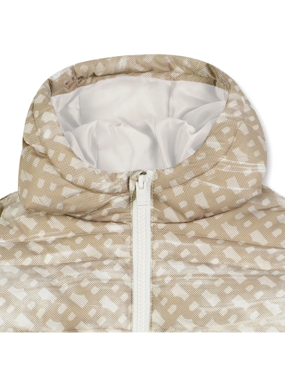 BOSS Kidswear Donsjack met monogram-patroon Beige