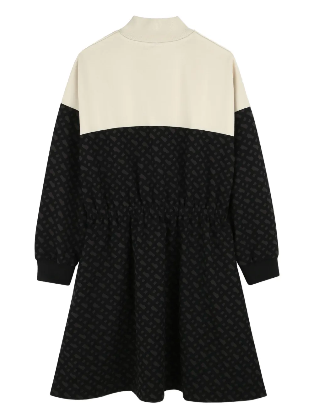 BOSS Kidswear Jurk met halve rits en vlakken en monogramprint Zwart