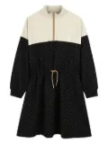 BOSS Kidswear monogram-print half-zip panelled dress - Black