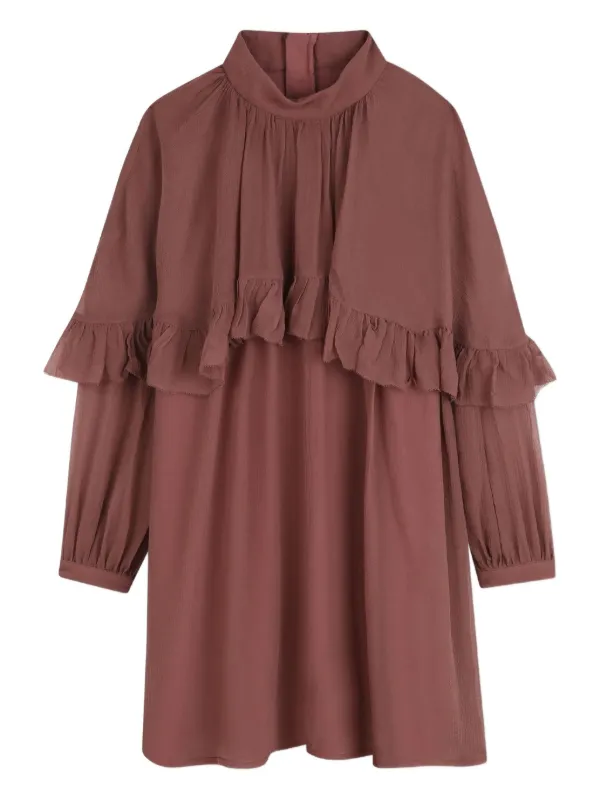 Chloé Kids フリルオーバーレイ ワンピース | ピンク | FARFETCH JP