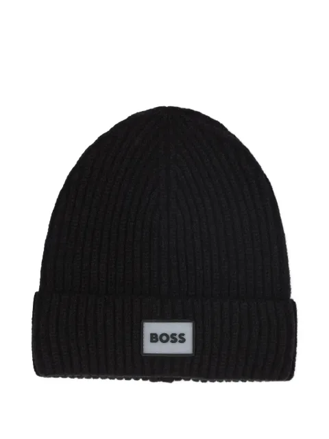 BOSS Kidswear ribbed-knit beanie hat